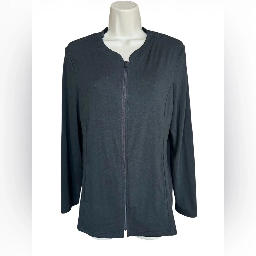 NWOT Deyeek Women’s Black Long Sleeve Zip Up Post Op Shirt w/ Drain Pockets M - Picture 3 of 12